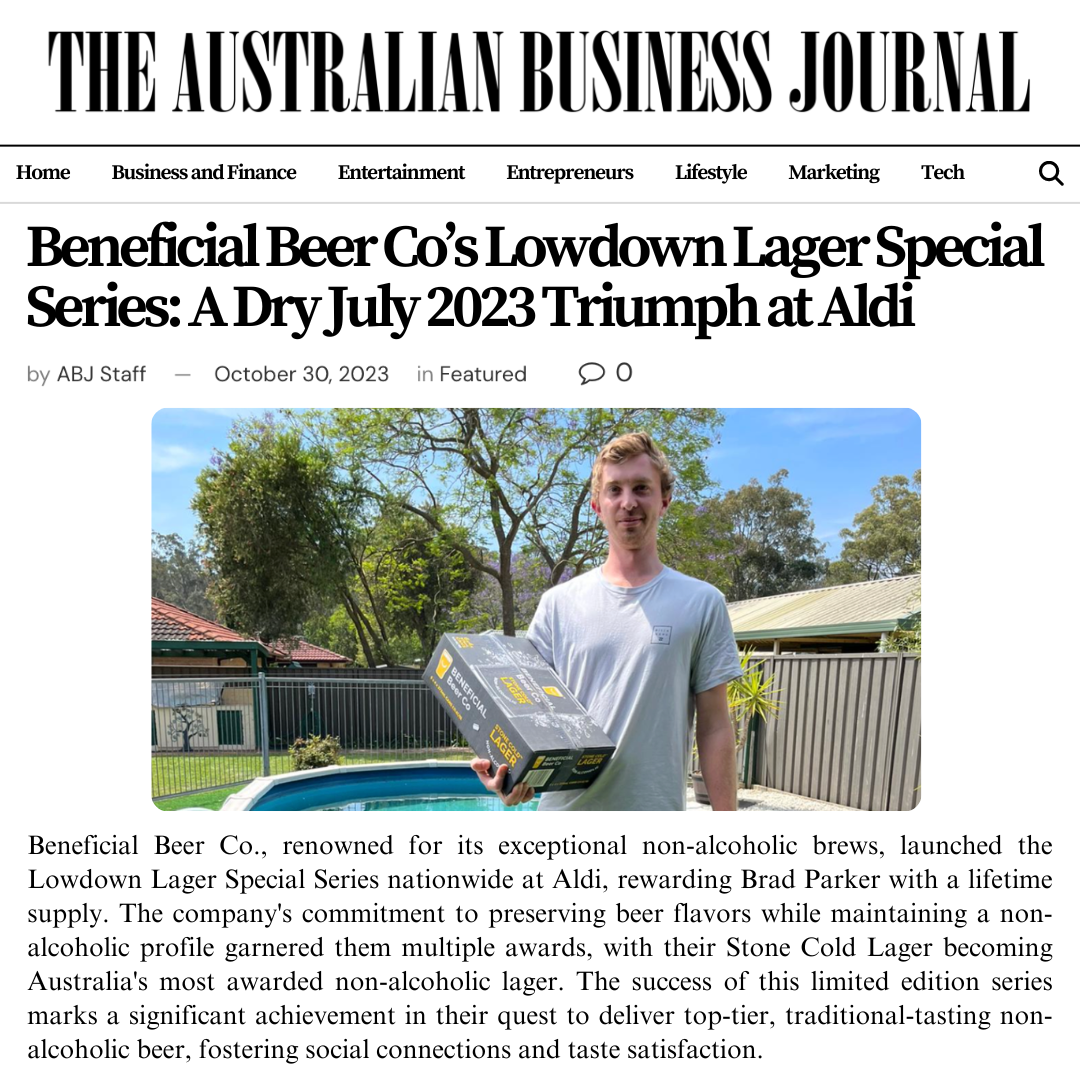 Beneficial Beer Co’s Lowdown Lager Special Series: A Dry July 2023 Triumph at Aldi